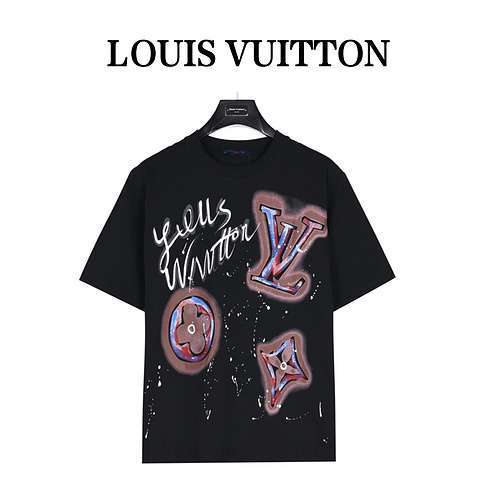 LVLouis Vuitton 24ss T-shirt a maniche corte con stampa presbite splashink sfumata