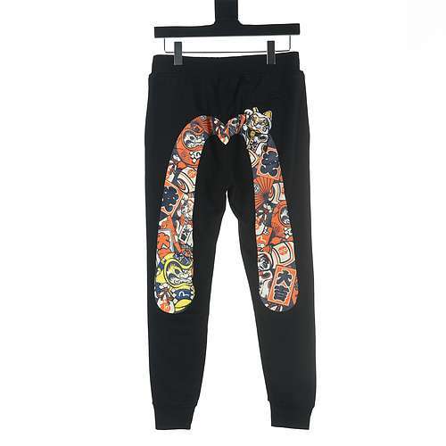 Pantaloni della tuta ricamati con gatto fortunato Evisu Lucky God Daruma