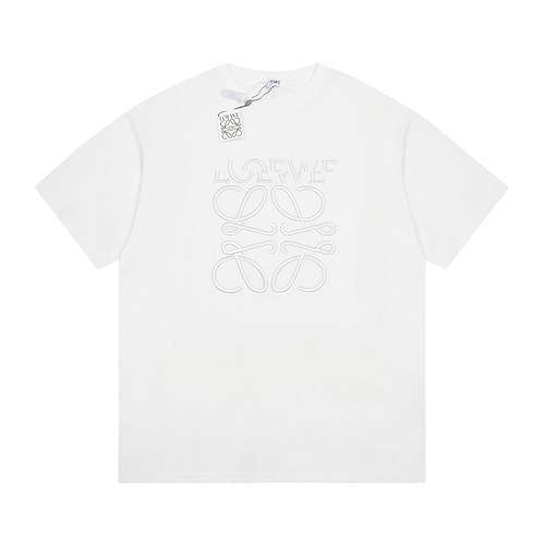 Tshirt Loewe 24ss offset LOGO ricamata bianca