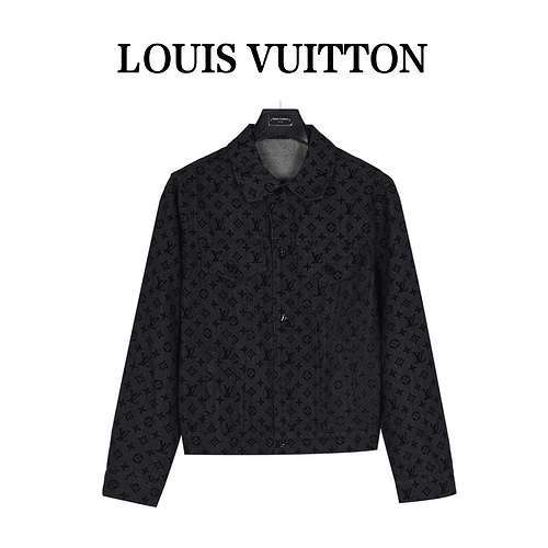 Giacca in denim floccato con lettera LVLouis Vuitton con logo completo