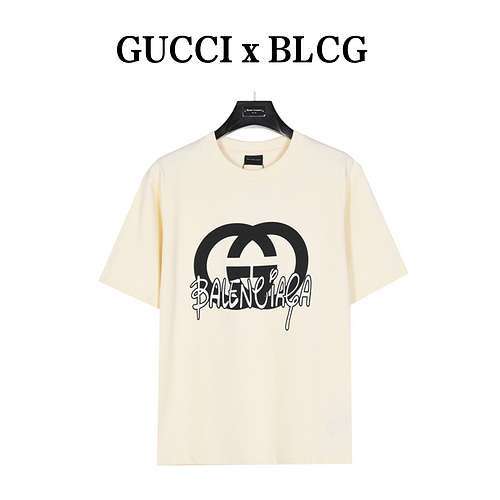 Tshirt a maniche corte con stampa in schiuma GucciBLCG con doppio Glogo