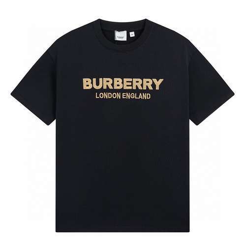 BurberryBBR nuova maglietta a maniche corte con collo rotondo ricamato con lettera classica di alta 