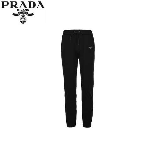 PRDPantaloni Prada 24FW in cotone rosso con fettuccia