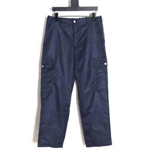 PRD Prada pantaloni dritti con tasche in nylon a gamba larga