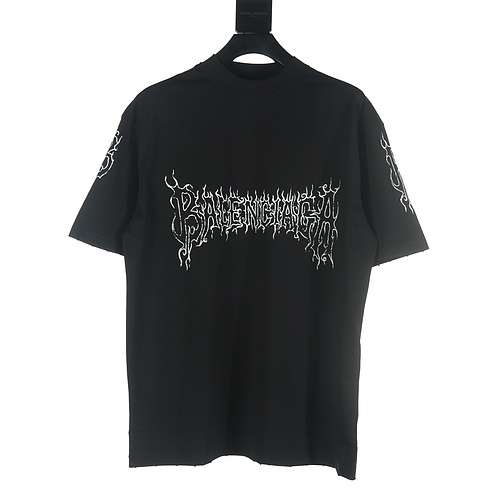 Tshirt a maniche corte Balenciaga BLCG 24SS con scritte a fiamma lavata