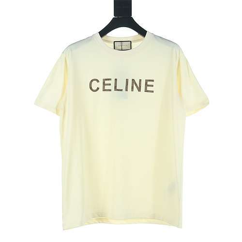 Tshirt a maniche corte ricamata con lettera congiunta Gucci GUC X Celine CE