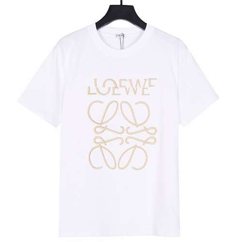 Maniche corte ricamate con logo lettera offset LELoewe 24ss