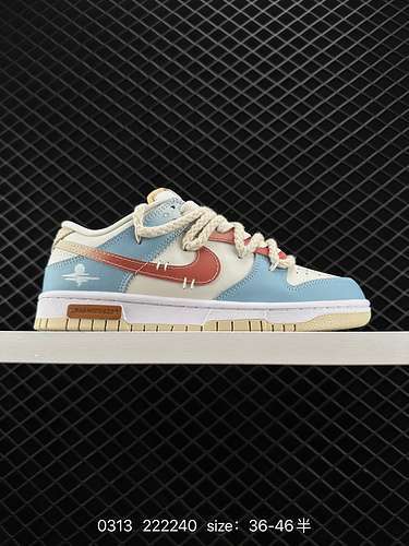 2 Nike sb Dunk Low retro coastal blue, white, and brown. This design is inspired by light customizat