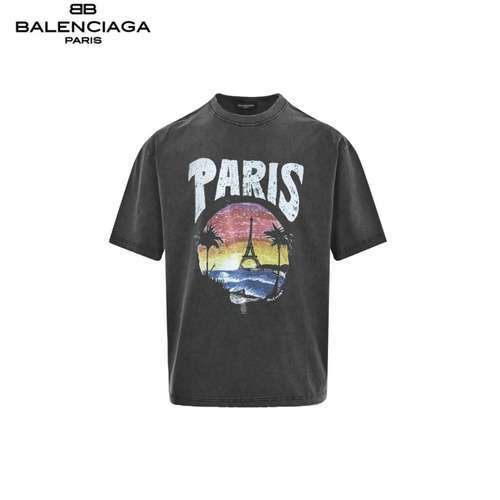 BLCGBalenciaga Hawaii Sunset Coconut Tower maniche corte lavate e invecchiate