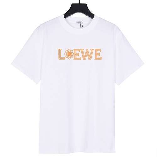 LELoewe 24ss lettere ricamate girasole maniche corte