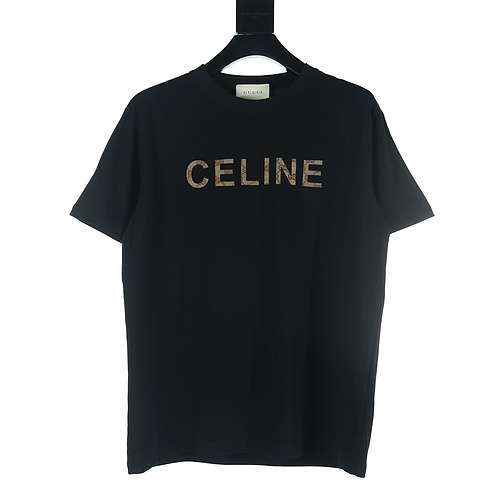 Tshirt a maniche corte ricamata con lettera congiunta Gucci GUC X Celine CE