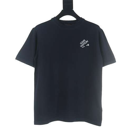 T-shirt a maniche corte lavorata a maglia LV 24 in stile nuovo con spille ricamate sul petto