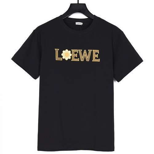 LELoewe 24ss lettere ricamate girasole maniche corte