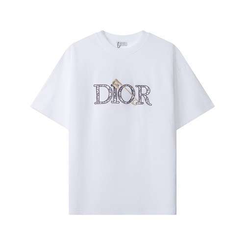 DiorCD T-shirt a maniche corte con scollo tondo ricamato con lettera classica in nuovo stile estivo