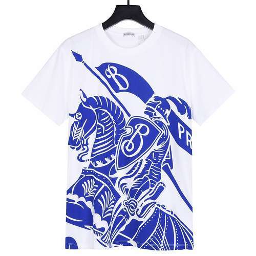 BBRBerberry 24ss Royal Knight War Horse stampato T-shirt a maniche corte