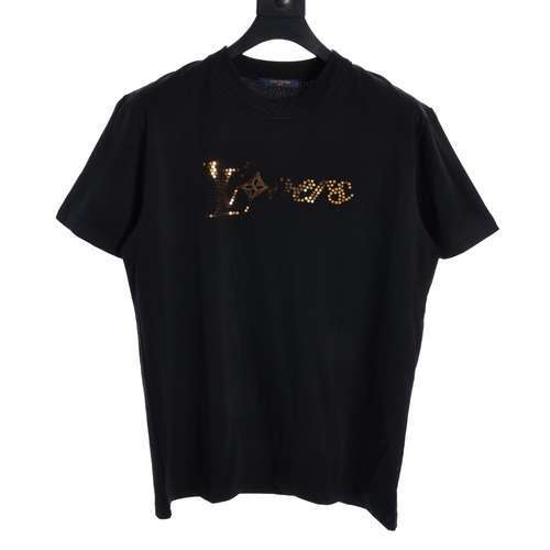 Tshirt a maniche corte con logo in paillettes LV24ss