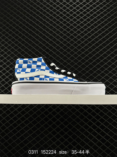 2 Company-level Vans Vans SK8-Mid blue and white checkerboard. The addictive checkerboard pattern wi