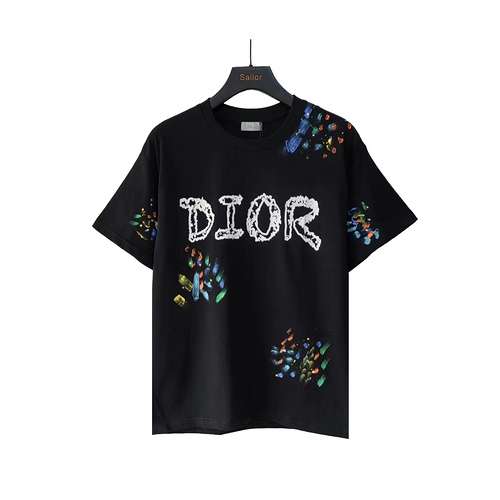 T-shirt a maniche corte con logo colorato di CD Dior