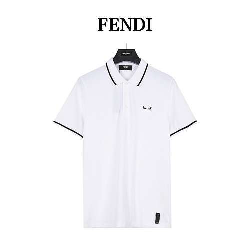 Camicia POLO FDFENDI ricamata con occhi bianchi e neri per uomo e donna, maniche corte casual