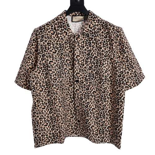 Camicia GC in twill di cotone con stampa leopardata