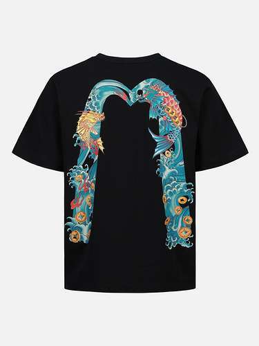 EViSU God of Fortune Waves e Dragon Head Divine Fish Large M Stampa maniche corte