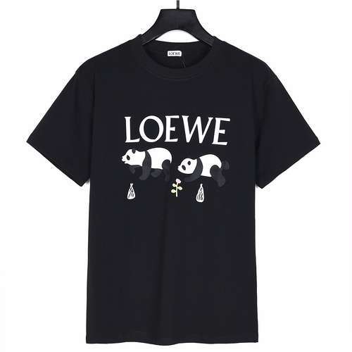 T-shirt a maniche corte con stampa dell'orso nero della serie di illustrazioni LE Loewe 24ss