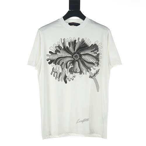 T-shirt a maniche corte con stampa di fiori psichedelici di LV