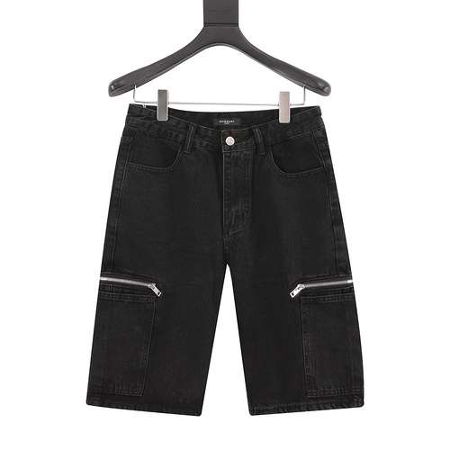 Shorts in denim cargo con pannelli con cerniera GVC