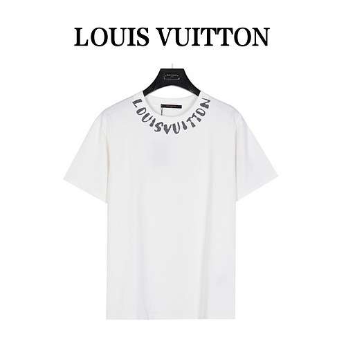 Tshirt a maniche corte con collo rotondo stampato offset con logo a catena con logo LVLouis Vuitton 