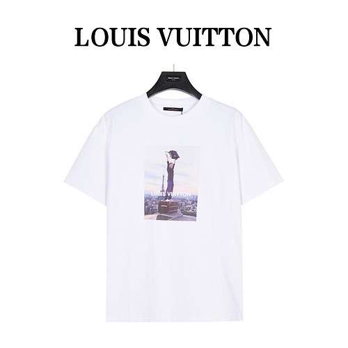 T-shirt a maniche corte con stampa digitale sulla passerella Horizon di LV Louis Vuitton 23ss