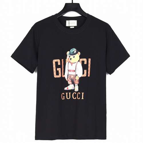 GC Gucci 24ss nuova tuta con stampa orso a maniche corte