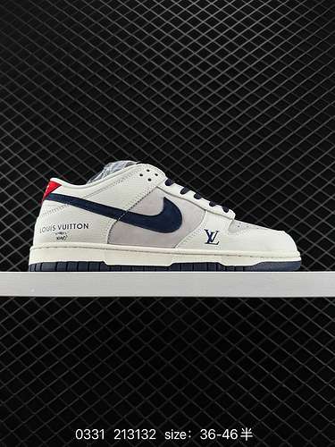 6 Nk SB Dunk Low LV pelle scamosciata cobranded blu navy Anniversary highend sneakers casual basse p