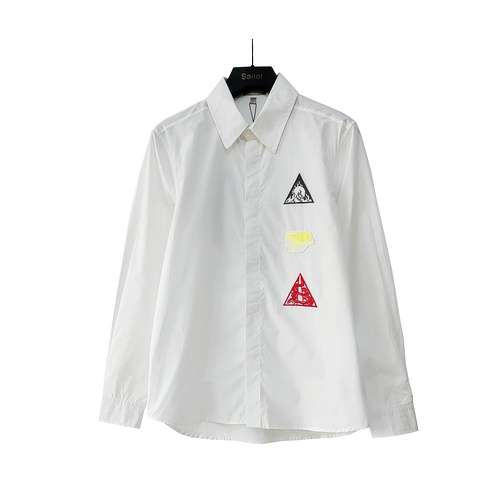 CD Dior 23 nuova camicia a maniche lunghe con graffiti ricamati a triangolo