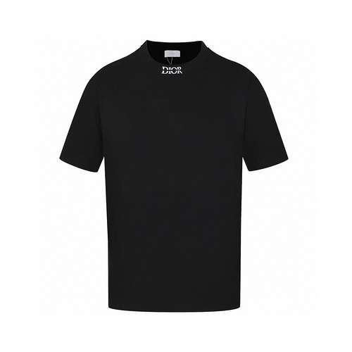 Tshirt a maniche corte semplice e versatile con ricamo ad alta densità del logo CD Dior