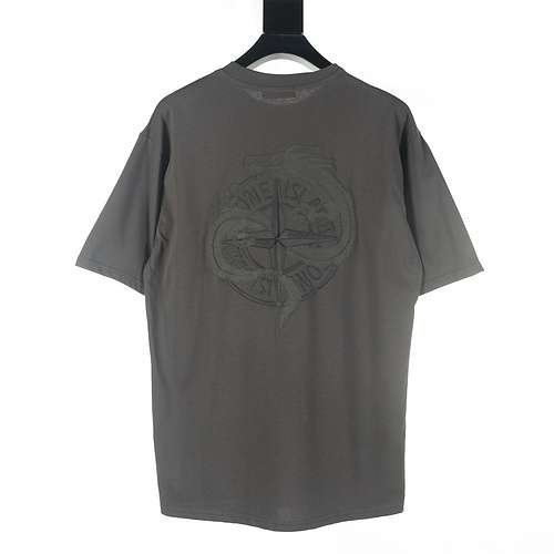 STStone Island Year of the Dragon Series Tshirt a maniche corte tinta unita con ricamo drago sul ret