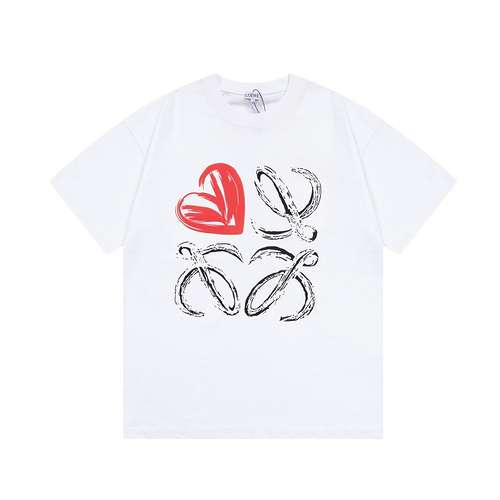 T-shirt a maniche corte con stampa in schiuma LE Loewe con lettera d'amore