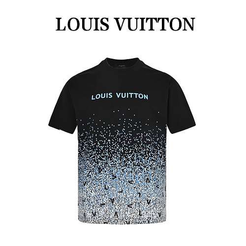 LVLouis Vuitton 23ss maniche corte stampate con piccoli quadrati blu e bianchi