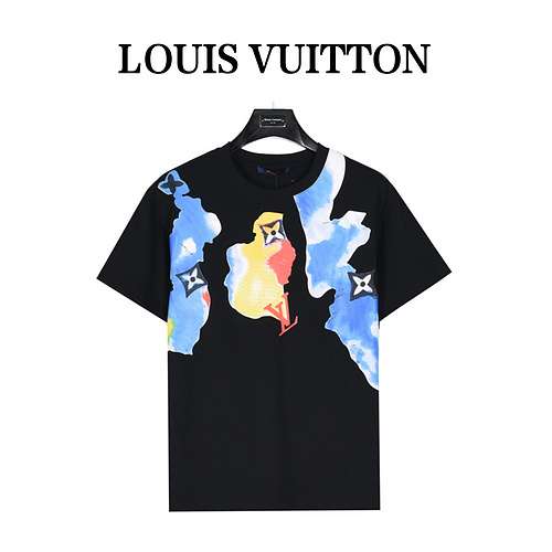 T-shirt a maniche corte con graffiti ad acquerello di LV Louis Vuitton