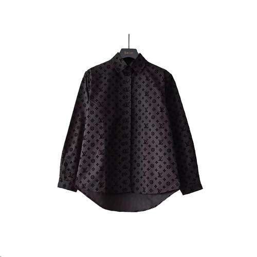 Camicia a maniche lunghe con logo floccato LV Louis Vuitton