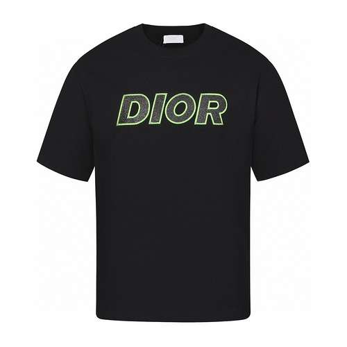 CD Dior 2024ss ultimo modello etichetta in pelle logo schiuma e maglietta a maniche corte girocollo 