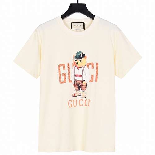 GC Gucci 24ss nuova tuta con stampa orso a maniche corte