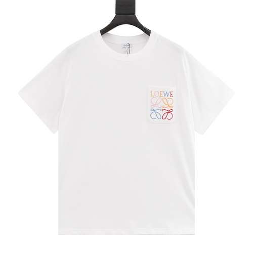 Tshirt a maniche corte con ricamo tridimensionale a contrasto di colore con logo LELoewe Pocket