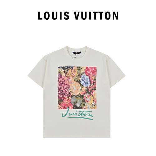 Nuova maglietta a maniche corte con motivo floreale di LV Louis Vuitton