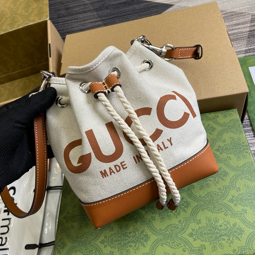 Bucket bag GG women's bag GG shoulder bag Made of imported top original leather High-end replica ver