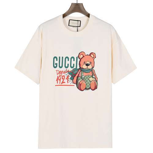 Tshirt a maniche corte con stampa commemorativa dell'orso dei cartoni animati GCGucci 24SS 1921