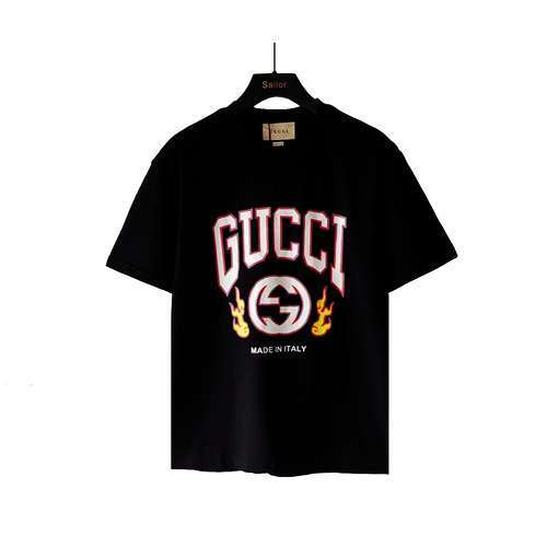 GC Gucci 24ss doppia G ali di fiamma stampate maniche corte