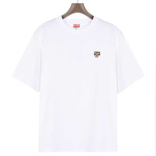 KZTshirt a maniche corte ricamata con testa di tigre piccola etichetta Kenzo Takada 24ss