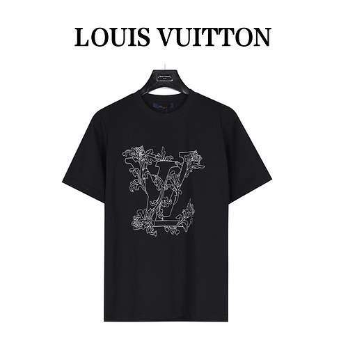 Tshirt a maniche corte con logo floreale grande ricamato di LVLouis Vuitton