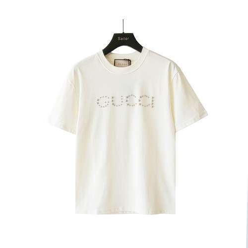 T-shirt a maniche corte con logo lettera rivetto GC Gucci 24ss