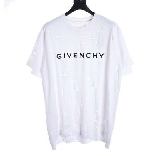 GVC 23AW T-shirt a maniche corte in due pezzi finti strappati su tutto il corpo